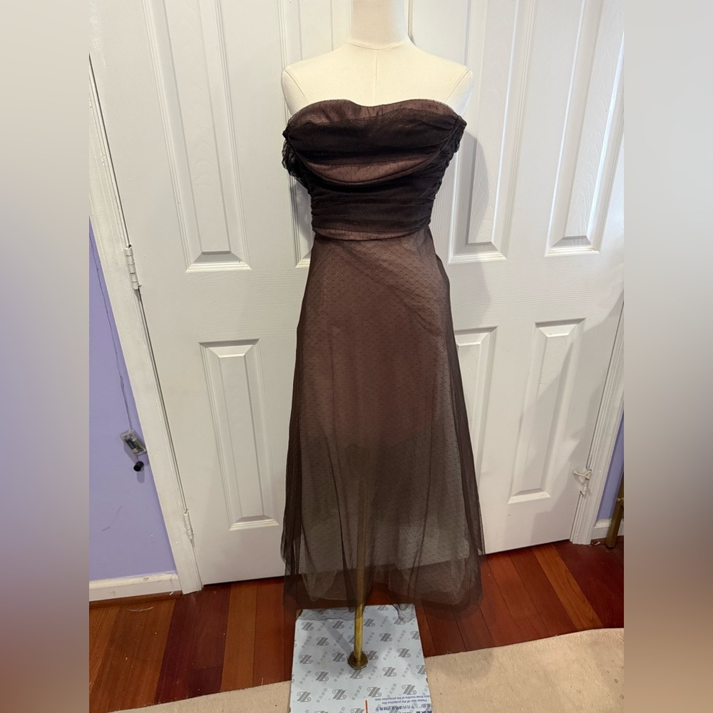 BCBGMaxAzria Dark Brown Strapless Dress